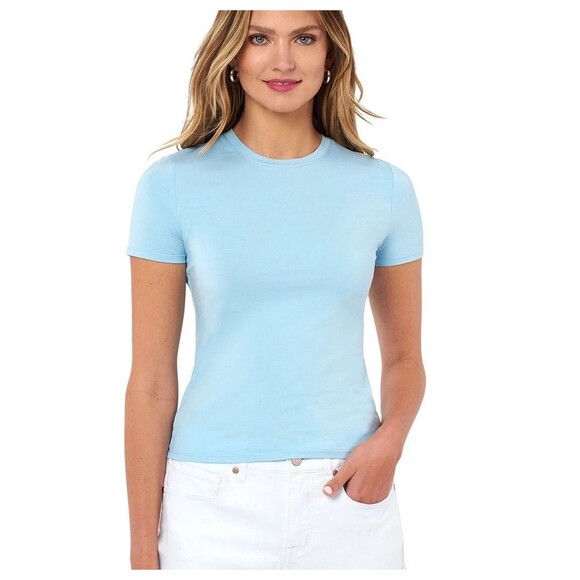 Edited by Remi Bader Women's Light Blue Stretch Baby Tee Size XL New - Picture 1 of 11